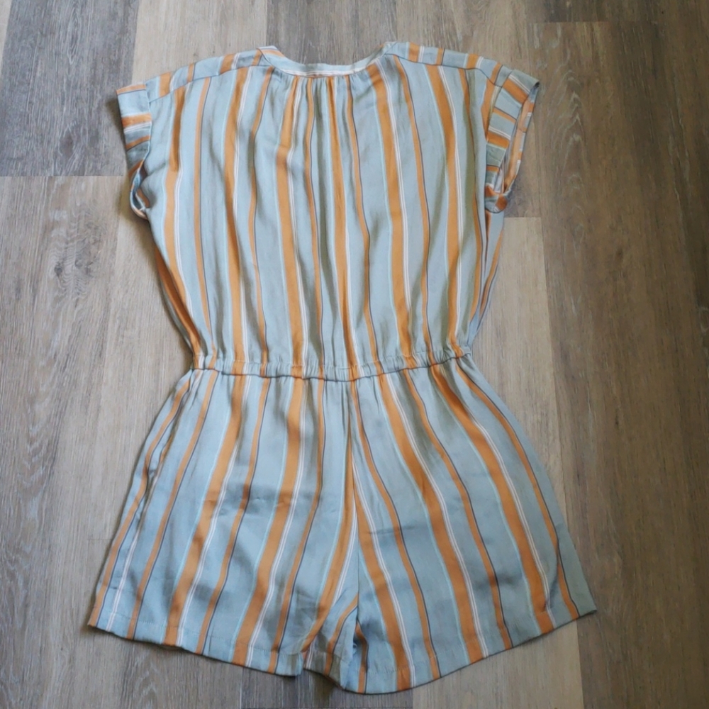 AQUA STRIPED SATIN ROMPER - Picture 13 of 16